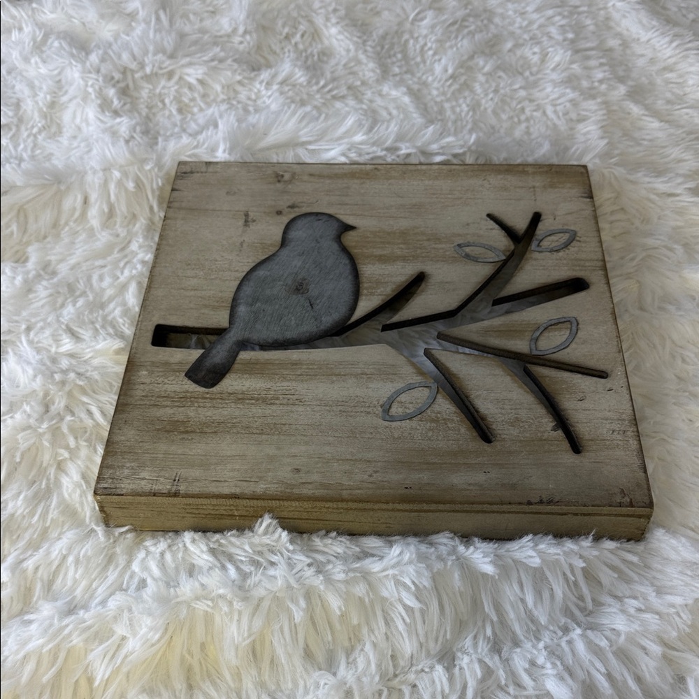 Wooden Bird Wall Art grey 1